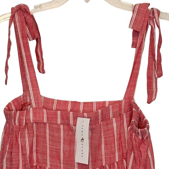 True Craft Junior’s Tiered Tie Shoulder Red Striped Top - Size Medium - NWT - Picture 7 of 7